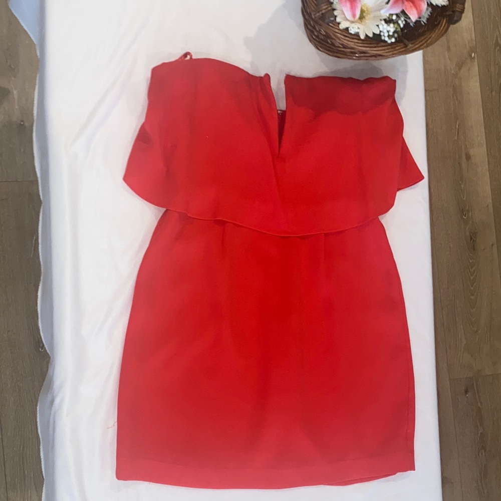 BCBGMaxAzria Strapless Red Dress